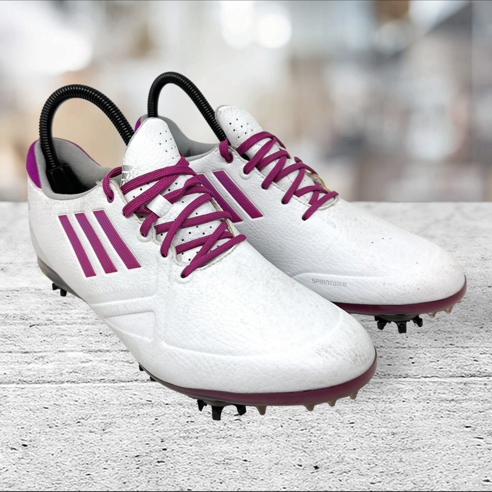 Adidas Adizero Golf Shoes Womens 7.5 White Purple Sprintweb Spiked 676159